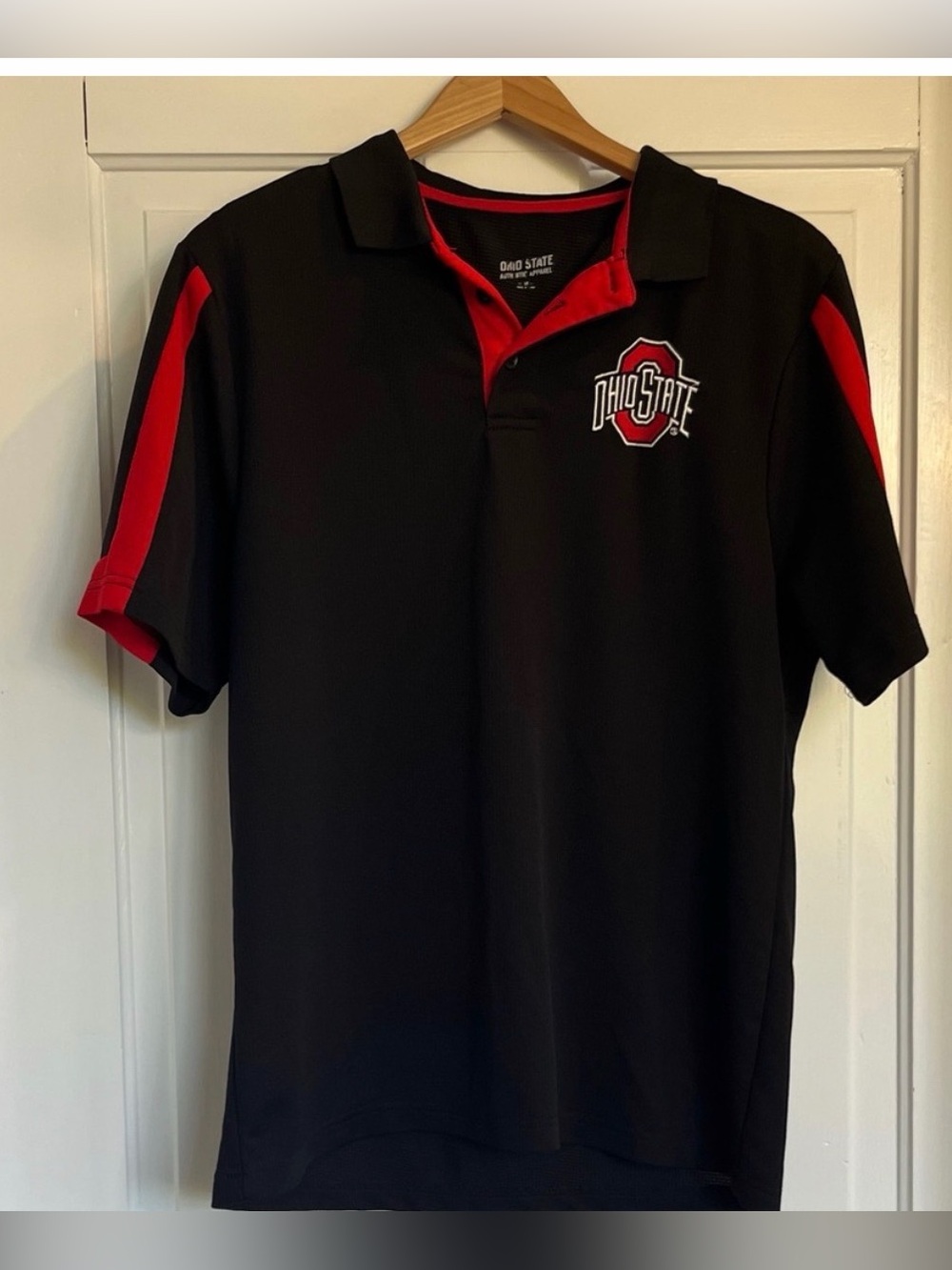 Men's Black and Red Ohio State Polo Shirt Size Medium
